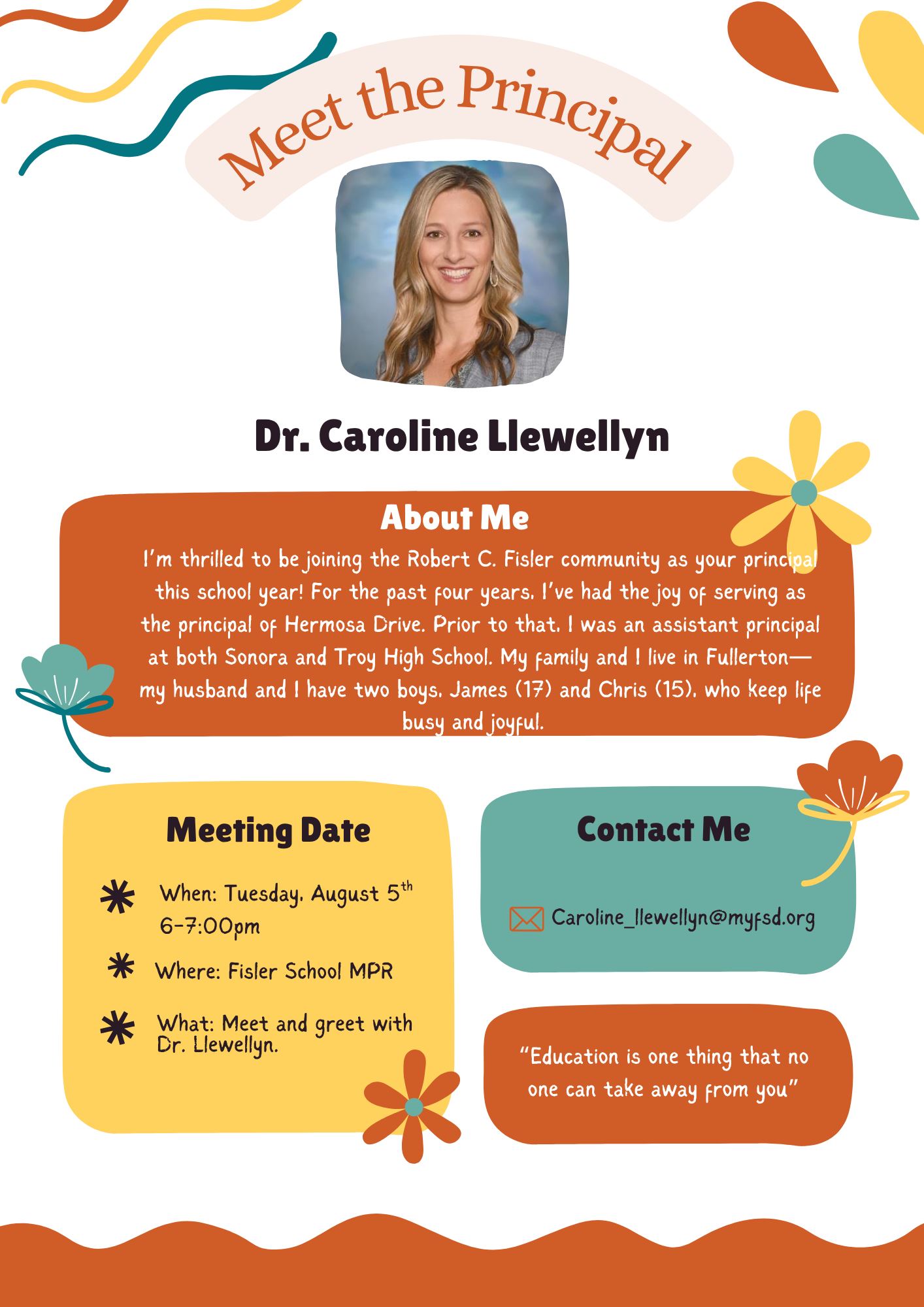  Come and meet your new principal